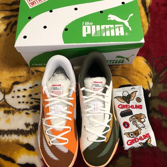SZ 13 PUMA ALL PRO NITRO “GREMLINS” SHOES, GREMLINS GIZMO AND STRIPE SOCKS - Picture 3 of 14